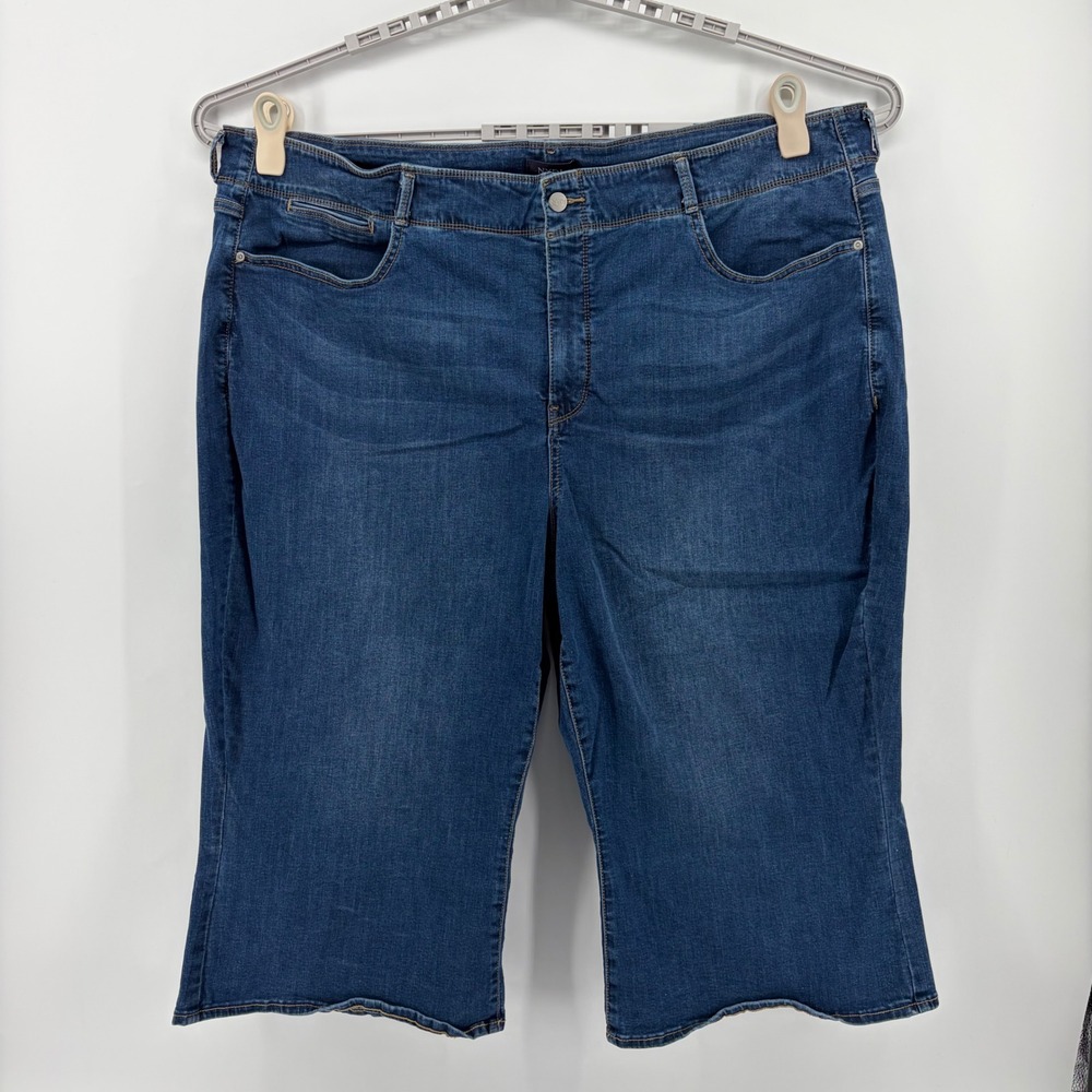 NYDJ Womens‎ 26WP Blue Wide Leg Cropped Jeans Cool Embrace Lift Tuck